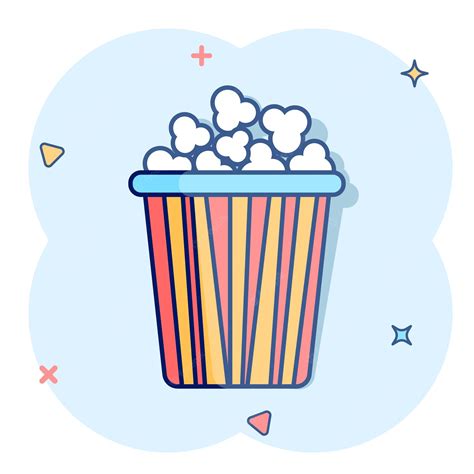 Premium Vector | Popcorn vector icon in comic style cinema food