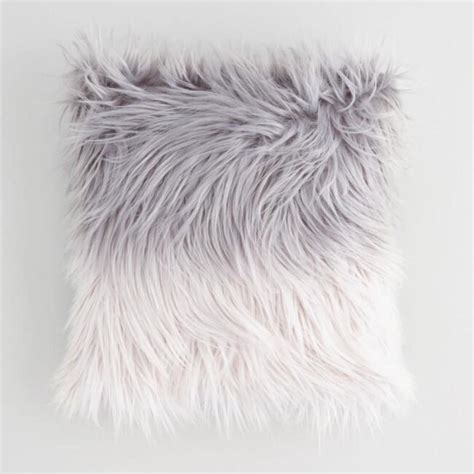 World Market Grey And White Ombre Faux Fur Throw Pillow Decor Throw Pillows Fur Throw