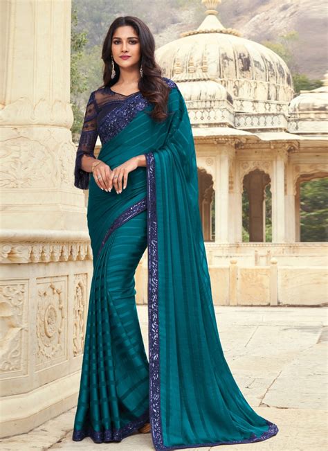 Buy Satin Silk Trendy Classic Saree For Ceremonial Online