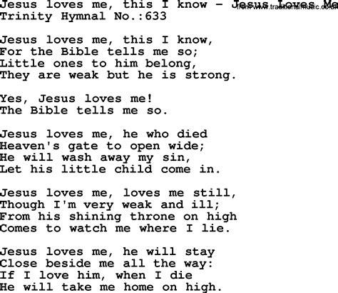 Jesus Loves Me This I Know Lyrics And Song Lyricswalls