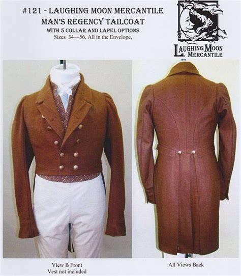 Lm121 Laughing Moon 121 1810 1830 Regency Tailcoat Sewing Pattern