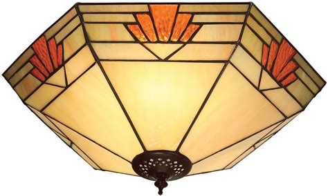Nevada Art Deco Style Flush 2 Lamp Tiffany Ceiling Light 64284