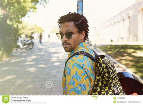 Portrait Of Attractive Young African American Hipster In Casual Wear