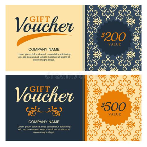 Vector Gift Voucher With Vintage Ornament Background Stock Vector