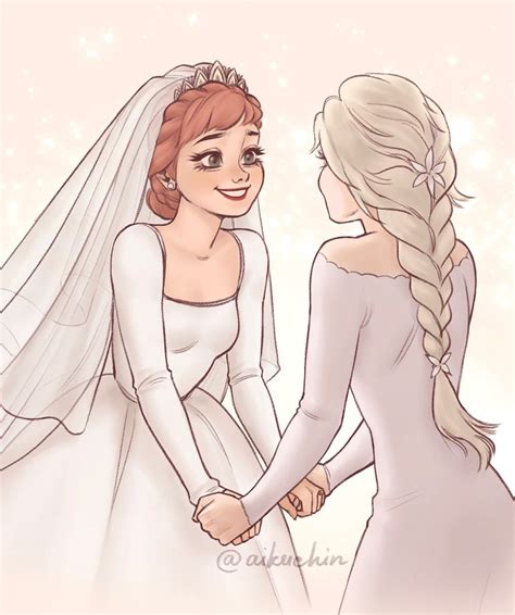 Beautiful Bride Anna And Bridesmaid Elsa By Aikuchin Instagram R Frozen