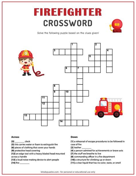 Fire Safety Printable Crossword Puzzle Made By Teachers Ph
