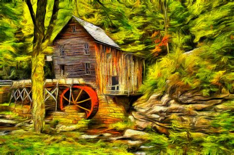 Watermill Painting By Abiliofernandez On Deviantart