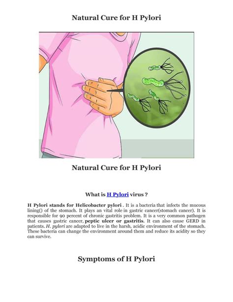 Helicobacter pylori (h.pylori) is a type of bacteria that can infect your stomach and digestive tract. H pylori symptoms and natural cure - Stomach Problems by ...