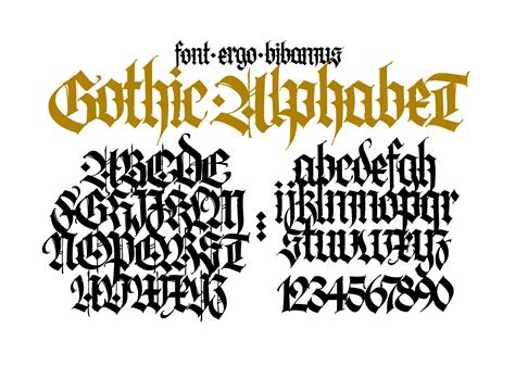 Gothic Uppercase And Lowercase Black Letters On A White Background