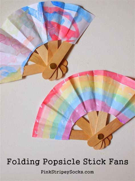 Make A Folding Popsicle Stick Fan Pink Stripey Socks