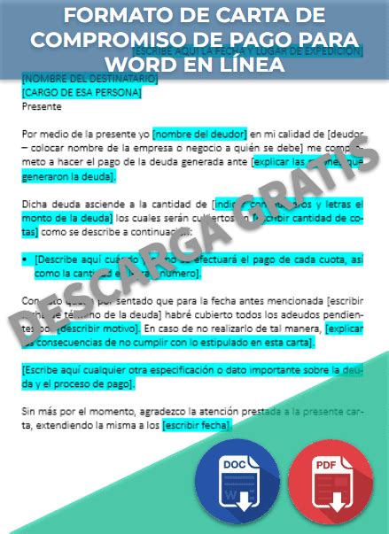 Carta Compromiso De Pago 【 Ejemplos Y Formatos 】word Pdf