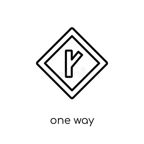 One Way Sign Icon Trendy Modern Flat Linear Vector One Way Sign Stock