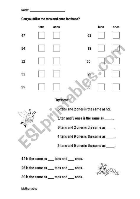 Tens And Ones Worksheet Place Value Tens And Ones 1 Counting By