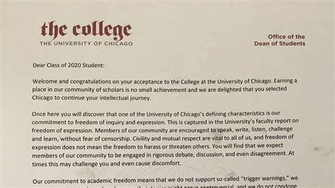 I am writing a letter of commendation for a professor at the university of florida. University of Chicago dean's welcome letter is all about what's not welcome - MarketWatch