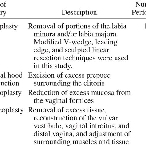 Surgery Types With Descriptions Download Table