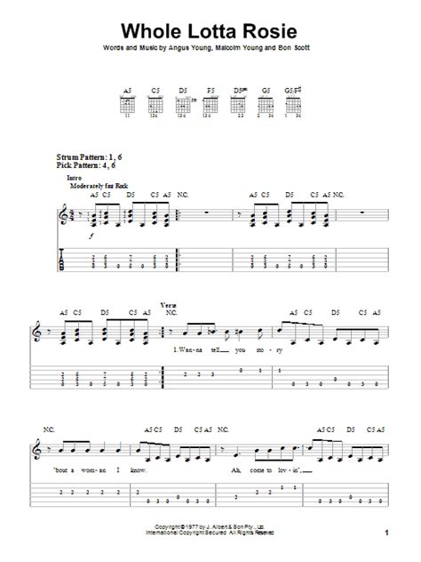 Whole Lotta Rosie By Acdc Easy Guitar Tab Guitar Instructor