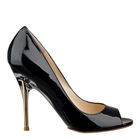 Nine West Delilah Peep Toe Pump In Black Dark Grey Patent Leather Lyst