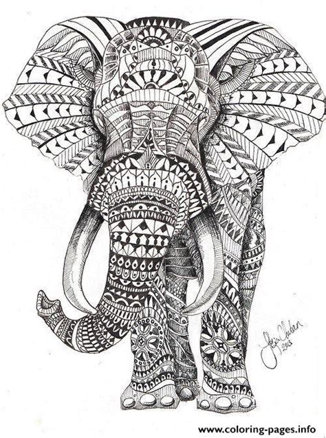 Elephant For Adults Color Hard Difficult Coloring Page Printable