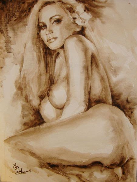 Original Aquarell Zeichnung Akt Erotic Art Watercolour Nude Nu