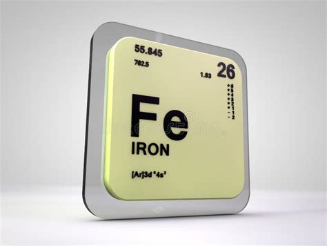 Iron Fe Chemical Element Periodic Table Stock Illustration