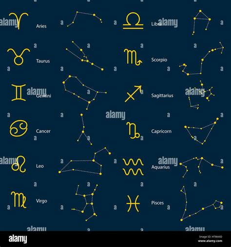 Las Constelaciones Del Zodíaco Símbolos Vectoriales Imagen Vector De