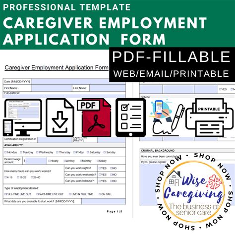 Caregiver Application Form Pdf Fillable Fields Hybrid Wise Caregiving