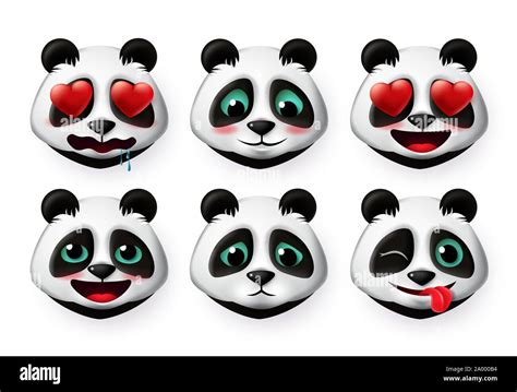 Pandas Emojis And Bear Emoticons Vector Set Panda Bear Head Face Emoji