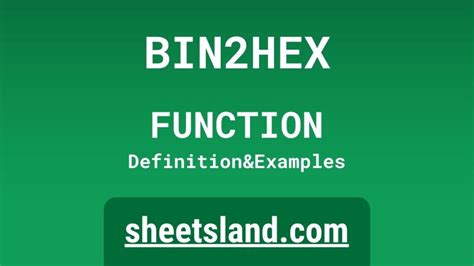 Bin2hex Function Definition Formula Examples And Usage