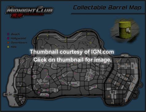 Midnight Club Los Angeles Collectible Barrels Map