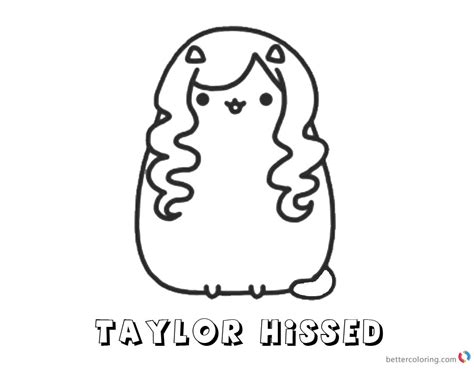 Pusheen Coloring Pages Taylor Hissed Free Printable Coloring Pages