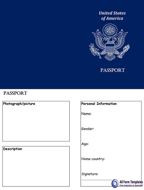 Passport Template United States Of America Usa Passport Template Passport Invitation