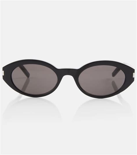 oval acetate sunglasses in black saint laurent mytheresa