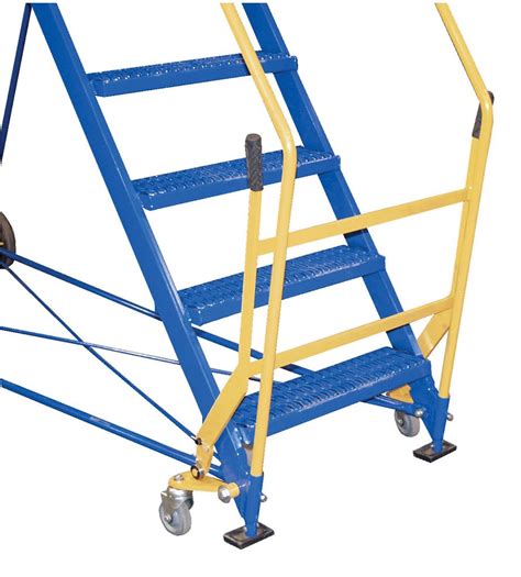 6 Step Steel Rolling Warehouse Ladders Perforated 6 Step Portable