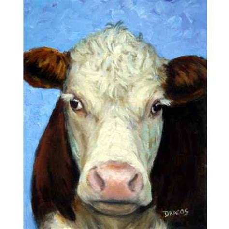 Cow Farm Animal Art Print By Dottie Dracos Hereford Cow Face Etsy