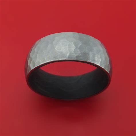 Tantalum And Forged Carbon Fiber Hammered Ring Custom Made Stonebrook