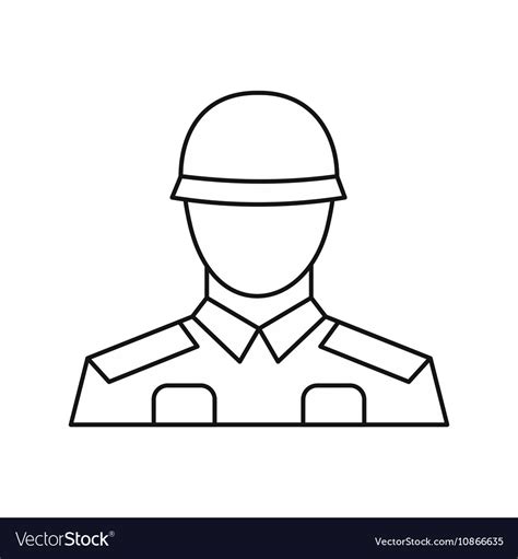 Soldier Icon Outline Style Royalty Free Vector Image