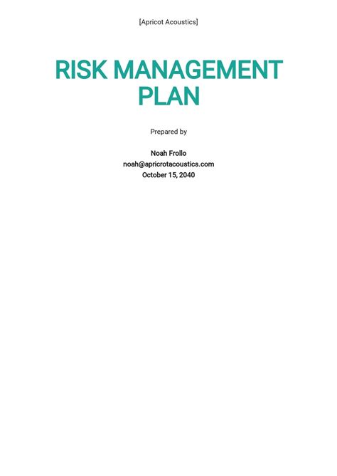 Free Risk Management Plan Templates In Pdf
