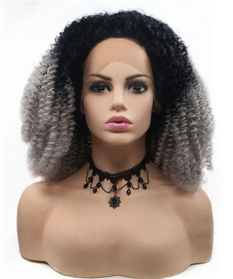 Invisilace B Gray Ombre Synthetic Lace Front Wigs Afro Kinky Curly Wig Invisilacewig Com