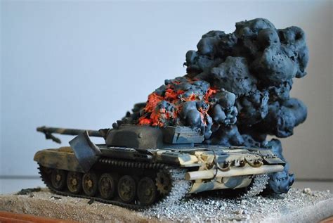 T 72 Burning 1 35 Scale Model Military Diorama Military Modelling