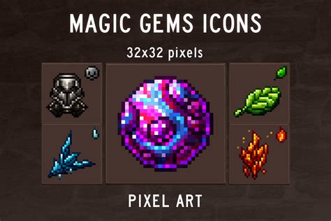 Magic Gems Pixel Art Icons