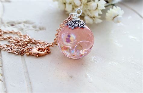 Fairy Necklace Rose Gold Resin Necklace Fairy Jewelry Etsy Uk