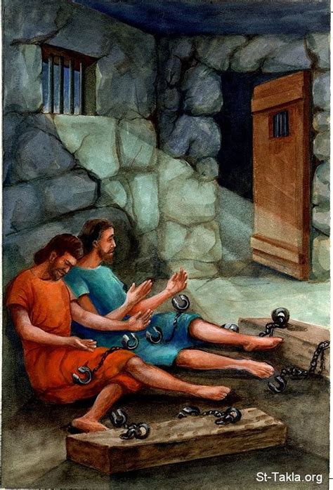 Loose Chains Of Paul And Silas In Prison Bible Pictures Bible