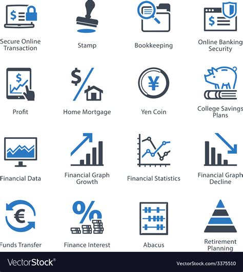 Finance Icons Set 3 Blue Series Royalty Free Vector Image