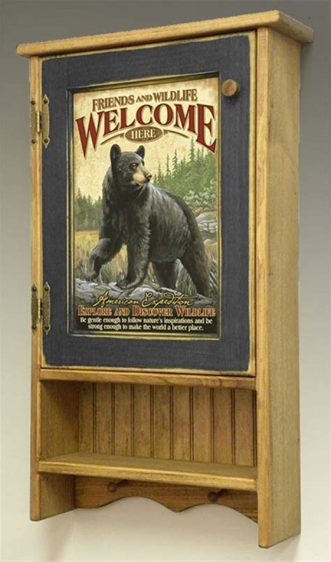Get a chuckle every time you see the stinkin' bear wall mounted toilet paper holder. Black Bear Rustic American Expedition Wall Cabinet For ...