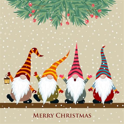 Premium Vector Christmas Card With Gnomes