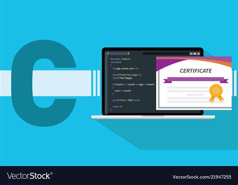 C Sharp Programming Language Certificate Vector Image