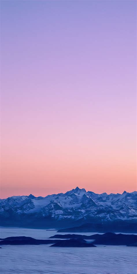 Download 1080x2160 Wallpaper Sunset Clean Skyline Mountains Range
