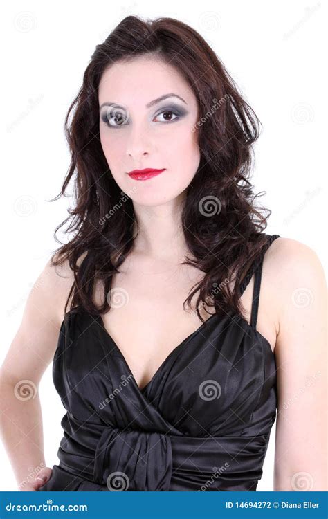 Brunette With Red Lips Stock Photo Image Of Classic