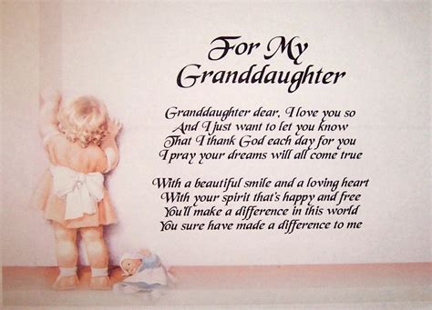 Granddaughter Personalised Poem Laminated T 8 X 115 A4