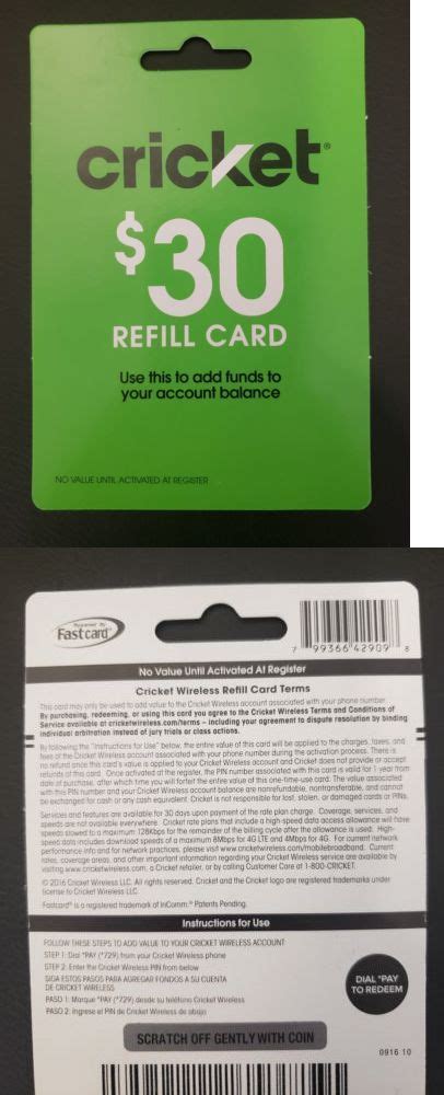 This is solely a refill card to use towards your existing service. Phone and Data Cards 43308: Cricket Wireless $30 Refill Card - Retail New (Unscratched) Ready To ...